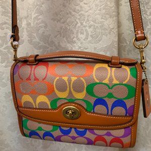 Authentic COACH Monogram Ladies Multi Colour Rainbow PRIDE Leather Purse Bag